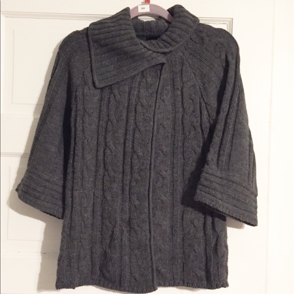 Liv Gray Chunky Cable Knit One-Button Cardigan- M